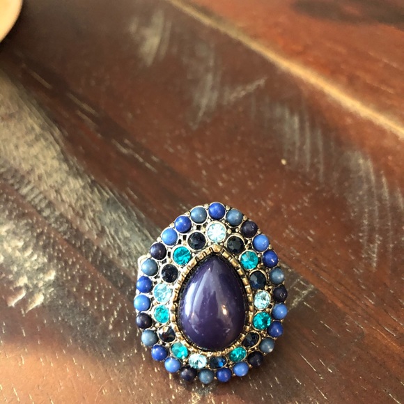 Blues/turquise statement ring - Picture 3 of 6